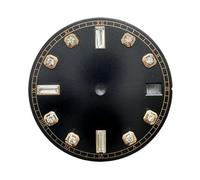 ATOMUSERLY 1pc 28.5mm Watch Dial Sun Patterned Diamond Surface New Diary for NH35/NH36 Movement Repair(White-Gold)