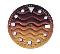 ATOMUSERLY 1pc Watch Dial 28.5mm for NH35 NH36 7S Movement Silver Nails Green Luminous Single Calendar Wave Face Accessories(Orange)