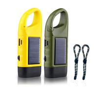 Atomvia 2-Pack Wind Up Torch Solar Powered, LED Bright Hand Crank Torch, Emergency Light with 2 Lanyards for Camping, Hiking, Cycling, Outdoor, Survival Gear, Power Outages