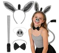 Atomvia 4 Pcs Donkey Costume Animal Costume Accessories with Donkey Ears, Nose, Tail, Bowtie Fancy Dress Carnival Halloween Cosplay Theme Party