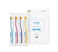 Atomy Compact Toothbrush Set, Super Slim Bristles, Multi-Color Pack with Blue Pink Purple Yellow Handles, FDA Registered, 8 Count