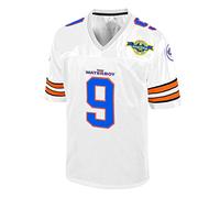 Atonmore Bobby Boucher #9 The Waterboy Adam Sandler Movie Mud Dogs Bourbon Bowl Football Jersey, Whtie, Medium