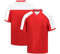 Atonmore Men Blank Plain Football Jersey, Adult Hip Hop Hipster Short Sleeve Mesh Pullover Shirts,Custom Uniforms for Party, Ge-red, Large