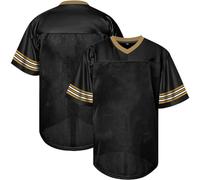 Atonmore Men Blank Plain Football Jersey, Adult Hip Hop Hipster Short Sleeve Mesh Pullover Shirts,Custom Uniforms for Party, St-black, XXL