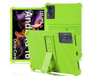 ATOOZ for TABWEE T50/T90/W90 11 Inch Tablet Case 2025,Soft Silicone Kids Case for SVITOO P11/Apolosign/Apolomedia/RebotAi B11 Tablet 11 inch with Adjustable Stand (Green)