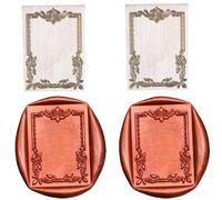 Atopbb 3D Embossed Frame Relief Carving Wax Sealing Stamp, Wooden Handle, Brass Seal Head, Bronze, Wedding Invitations, Letter Sealing