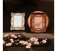 Atopbb Frame Wax Seal Stamp, 3D Embossed Frame Relief Carving Wax Sealing Stamp, Bronze Golden, Wooden Handle, Brass Seal Head, 30mm/1.2'' Diameter, 90mm/3.54'' Total Length