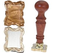 Atopbb Frame Wax Seal Stamp, 3D Embossed Frame Relief Carving Wax Sealing Stamp, Bronze, Wooden Handle, Brass Seal Head, 30mm/1.2'' Diameter, 90mm/3.54'' Length