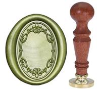 Atopbb Frame Wax Seal Stamp, 3D Embossed Frame Relief Carving Wax Sealing Stamp, Wooden Handle, Brass Seal Head, Bronze Golden, Wedding Invitations, Letter Sealing