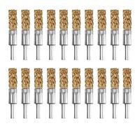 ATOPLEE 20pcs Brass Coated Wire Brush Wheel & Cup Brush Set with 1/4 Inch Round Shank,Diameter 1/2''(12mm) Crimped Wire Brush Wheel for Rust Removal, Corrosion and Scrub Surfaces,for Drill Attachment