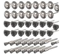 ATOPLEE Wire Brushes Set, 45PCS 1/8"(3mm) Round Shank Wire Wheels Pen Brushes Set,Alloy Steel Crimped Wire Wheel for Cleaning Rust,Paint, Stripping and Abrasive, for Drill Attachment
