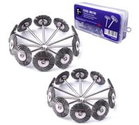 ATOPLEE Wire Wheel Brush Set,20pcs 1 inch/25mm Mini Wire Brush Wheel with 3mm Round Shank,Alloy Steel Crimped Brush Wheel for Cleaning Rust,Paint, Stripping and Abrasive,for Drill Attachment