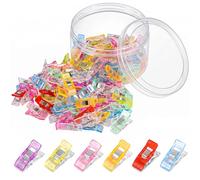 ATopoler 100 Pcs Sewing Clips, Multicolored Plastic Sewing Clips with Box for Fabric, Multipurpose Strong Grip for Crafting Tools, Quilting, Knitting & Crochet
