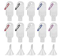 ATopoler 10pcs 50ml Refillable Travel Bottles Clear Keychain Bottles with Flip Caps and 5pcs Funnel,Travel Leakproof Empty Bottles Portable Squeeze Containers for Cosmetics Liquids