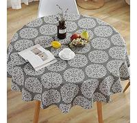 ATopoler 120cm Round Tablecloth Simple Nordic Style Cotton Linen Fabric Circular Table Cover Wrinkle-proof for Kitchen Dinning Tabletop Decoration Diameter (Grey-Style 2)
