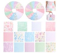 ATopoler 126 Pcs Fabric Squares for Quilting,Cotton Floral Patchwork,5×5inch 100% Cotton Charm Floral Packs,DIY Patchwork Sewing Craft,Multi-Color Design(Style-C)
