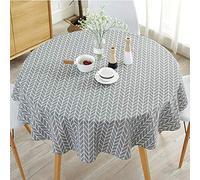 ATopoler 150cm Round Tablecloth Simple Nordic Style Cotton Linen Fabric Circular Table Cover Wrinkle-proof for Kitchen Dinning Tabletop Decoration Diameter (Grey)