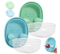 ATopoler 2-in-1 No-Mess Snack Container,Snack Box Container with Silicone Lid,Lid Comes with Fingertip Cover for Travel,Camping,Outdoor,Home(Blue & Green)