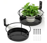 ATopoler 2 Pcs Wall Plant Pot Holder,7.8in Heavy Duty Metal Wall Mounted Flower Pot Ring Stand,Black Decorative Floating Shelves Planter Hanger for Balcony Living Room Bedroom and Outdoor