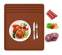 ATopoler 4 Pcs Square Silicone Dehydrator Sheets,Nonstick Silicone Dehydrator Trays with Edge, Reusable Thickened Baking Mats for Dough Rolling Placemat Countertop Protector,13.7×13.7in(4 Pcs)