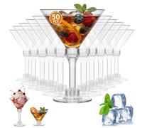 ATopoler 50 Pcs Reusable Plastic Cocktail Glasses, 150ml Tall Cup, Shatterproof Cocktail Cups with with Detachable Stem for Wedding,Party,Birthday and Anniversary, BPA-Free