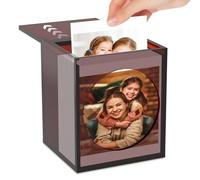 ATopoler Acrylic Photo Frame for Polaroid & Instax Photos Storage Box,3.9×3.7×4.6in Clear Amber Cube Display Storage Case,Photo Picture Frame Organizer Boxs,Vintage Box with Sliding Lid