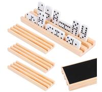 ATopoler Natural Wood Domino Racks 4 Pack, Premium Domino Tiles Holder with Non-slip Base for Word Tiles, Mexican Train, Mahjong & Chickenfoot Games, Dominoes NOT Included