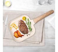 ATopoler Nonstick Griddle Pan,Small Frying Pans with Heat-Resistant Handle,7in Square Grill Pan, Fast Frying and Grilling,Compatible with All Stovetops(White)