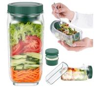 ATopoler Salad Jar,Vertical Layering Salad Pod,Built-in Bowl Design,Individual Leak Proof Sauce Dressing Case,800ml Salads Jar with Side Opening for Lunch