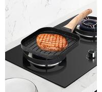 ATopoler Small Nonstick Griddle Pan,Frying Pans with Heat-Resistant Handle,7in Square Grill Pan, Fast Frying and Grilling,Compatible with All Stovetops(Black)