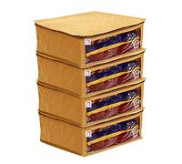 atorakushon Saree Blouse Covers, 4 Pcs Satin Garment-Shoulder Covers, Gold,transparent, Zipper