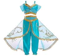 Atorcher Jasmine Princess Costume for Girls Sequined Princess Costume Set Dress Up for Kids Aladdin Costume Kids