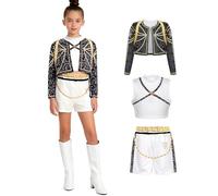 Atorcher Kids Style Stage Performer Costume Set - Long Sleeve Coat with Shirt and Pants for Halloween, Cosplay, Birthday Parties and Carnival - Sizes 3-12 Years