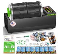 AtoRock A1 Pro Brushless Rock Tumbler Kit - Double Barrel for Large 8LB Capacity, Adjustable Speed & Timer, Durable Metal Base for Adults & Rock Collectors - Includes Full Accessories