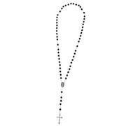 ATORSE 2xMens Hip 8mm Bead Rosary Pray Hand Jesus Cross Pendant Necklace Black