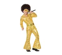 Atosa 56907 Golden infant Costume 10-12 Years Disco 70S, Men, Women, Boys Girls, Checkered, 10 a 12 años