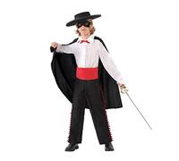Atosa 6560 zorro Costume Masked Hero Man Black Superhero, boy, 7-9 Years