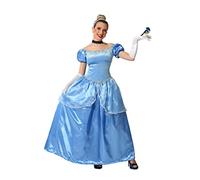 Atosa Costume Costume Dress Long Full Length Princess Beaded Blue Woman Adult With Details In Golden Fantasy Character Magic Carnival Gold De Luxe XS-S