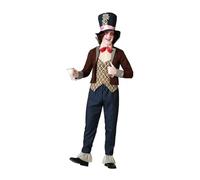 Atosa Crazy Hatter Costume Extravagant Eye-Catching Distinctive And Creative Iconic Character Colorful Peculiar Striped Vintage Exaggerated And Decorative, multicoloured, XS/S