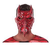 ATOSA red demon mask with horns in rigid pvc for halloween