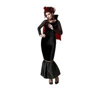 Atosa Vampire Costume Adult Women Mysterious and Elegant Long Dress with Cape Po
