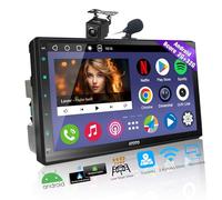 ATOTOEXCEL A6PF Android Double Din Car Stereo with Backup Camera, Wireless Carplay&Android Auto, 8core 2+32G, 7“ Fully Laminated QLED Touch Screen DAB Radio, LRV, WiFi/BT/USB Tethering, Mirrorlink