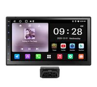 ATOTOEXCEL Android Double DIN Radio with OBD2 Bluetooth Diagnostics, Car Radio 2DIN 7 Inch Digital Media Receiver, Wireless CarPlay & Android Car, WiFi/BT/USB, 24-B EQ DSP, FM/AM/RDS, A5LG2B7T-S04