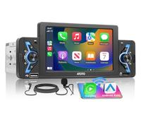 ATOTOEXCEL F7WE 5 inch Single DIN Car Stereo, Wireless Carplay &Android Auto, Voice Assistant, Built-in Amplifier, External Microphone, MirroLink, Live Rear View, FM/AM/RDS Radio