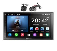 ATOTOZONE A5L Android Double Din Car Stereo with Backup Camera & DVR Dashcam, 7 Inch Wireless CarPlay Android Auto, AI-Chat, GPS Navigation, Wi-Fi/BT/USB, 24 EQ DSP, 2G+32G