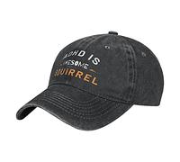 ATOurDealss ADHD is Awesome Squirrel Baseball Cap Cotton Adjustable Washable Dad Cap Cowboy Golf Hats Black