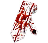 ATOurDealss Blood Splatter Ties Mens Halloween Tie Blood Necktie, White, One Size