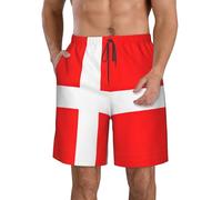 ATOurDealss Denmark Danish Flag Print Beach Casual Shorts,Summer Shorts,Mens Swim Trunks,Stylish Board Shorts for Men White