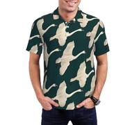 ATOurDealss Flying Swans Print Golf Shirts for Men Performance Short Sleeve Shirt Hawaiian Shirt XXL Multicolor