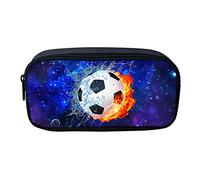 ATOurDealss Football Pencil Case for Secondary School Pen Holder for Kids Boys Girls Pouch galactOuter Space Pencil Bag Office College Stationery Blue